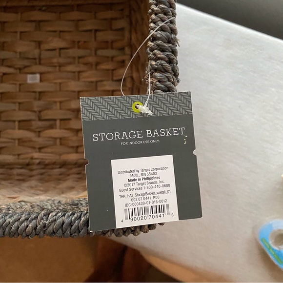 Big Beautiful Sturdy Metal Framed Rattan Wicker Gray & Natural Color Basket - Picture 7 of 12